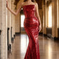 Ladivine J904 Strapless Sequin Fitted Gown Formal Evening Dress