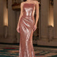 Ladivine J904 Strapless Sequin Fitted Gown Formal Evening Dress