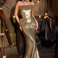 Ladivine J905 Sleek Strapless Sequin Side Illusion Modern Fitted Gown