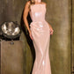 Ladivine J905 Sleek Strapless Sequin Side Illusion Modern Fitted Gown