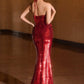 Ladivine J905 Sleek Strapless Sequin Side Illusion Modern Fitted Gown