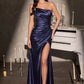 Ladivine J906 Show Stopper Sleek Fitted Liquid Satin Gown