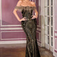 Ladivine J908 Off the Shoulder Cascading Crystal Fringe Formal Gown