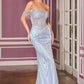Ladivine J908 Off the Shoulder Cascading Crystal Fringe Formal Gown