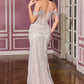 Ladivine J908 Off the Shoulder Cascading Crystal Fringe Formal Gown