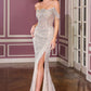 Ladivine J908 Off the Shoulder Cascading Crystal Fringe Formal Gown