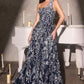Ladivine J909 One Shoulder 3D Floral Applique Full Lace Beaded A-Line Gown