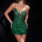 Ladivine J912 Crystal Embellished Sparkle Fitted Mini Dress