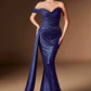 Ladivine J913 One Shoulder Metallic Fitted Dress With Sash