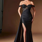Ladivine J914 Off the Shoulder Fitted Side Sash Sweetheart Gown