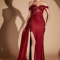 Ladivine J914 Off the Shoulder Fitted Side Sash Sweetheart Gown