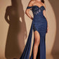 Ladivine J914 Off the Shoulder Fitted Side Sash Sweetheart Gown