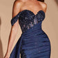 Ladivine J914 Off the Shoulder Fitted Side Sash Sweetheart Gown