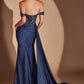 Ladivine J914 Off the Shoulder Fitted Side Sash Sweetheart Gown