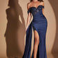 Ladivine J914 Off the Shoulder Fitted Side Sash Sweetheart Gown