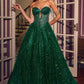 Ladivine J915 Shimmering Glitter Tulle Boned Corset Ball Gown