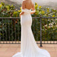 Nox Anabel JE1007 Long Fitted Off Shoulder White Slit Gown