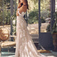 Nox Anabel JE974 Long Off Shoulder Fitted Embroidered Wedding Gown
