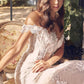 Nox Anabel JE974 Long Off Shoulder Fitted Embroidered Wedding Gown