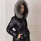 Genuine Silver Fox Fur Trim Down Fill Coat