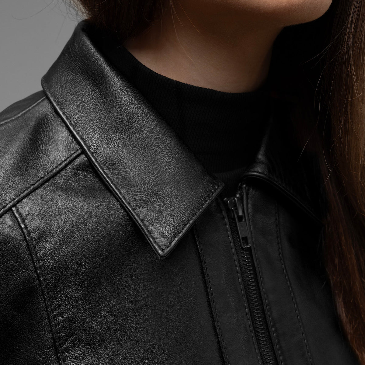 Whet Blu NYC Fleur women's black lambskin leather jacket front view