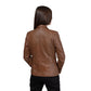 Whet Blu NYC Fleur women's whiskey lambskin leather jacket with front zip and tailored fit