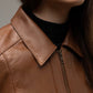 Whet Blu NYC Fleur women's whiskey lambskin leather jacket front view