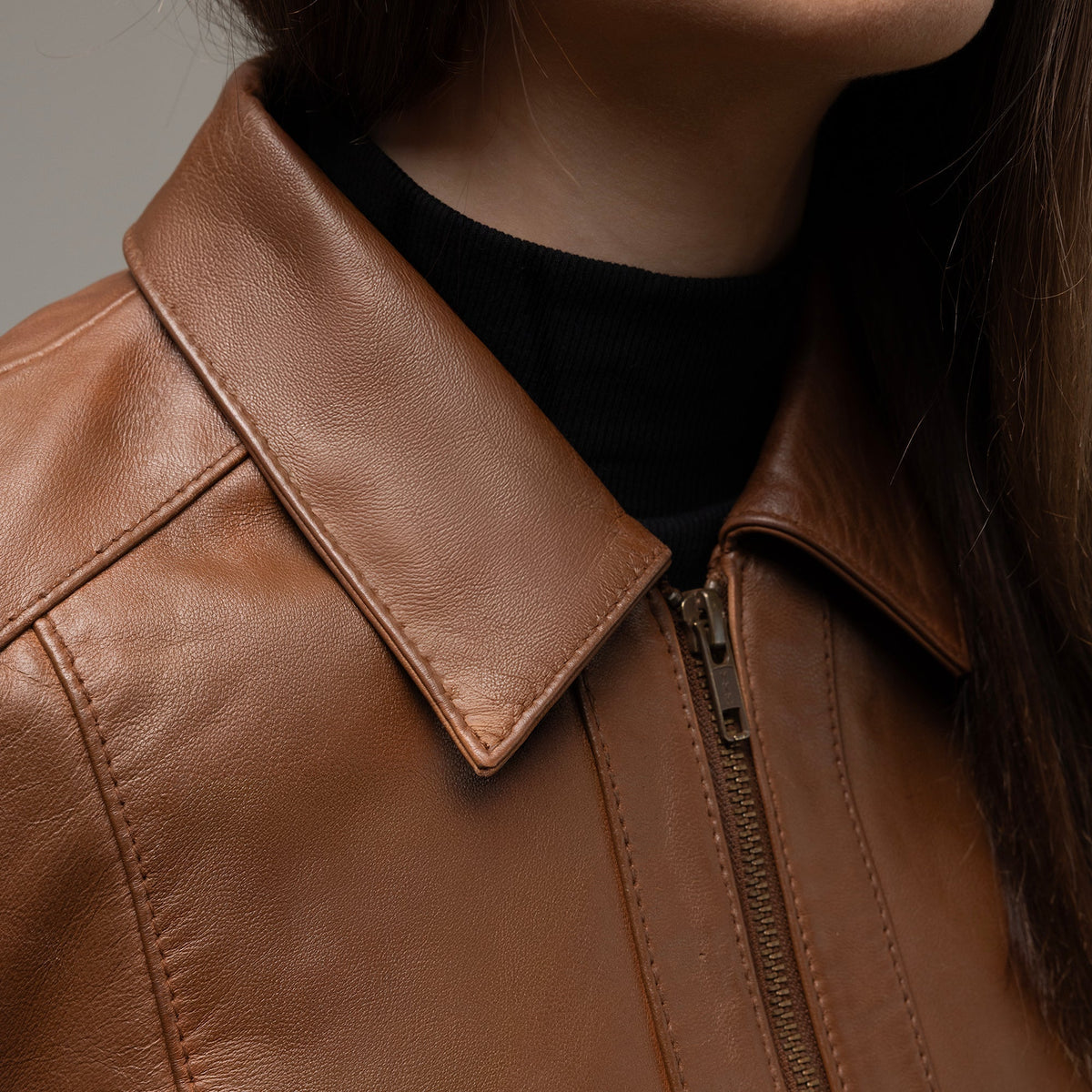 Whet Blu NYC Fleur women's whiskey lambskin leather jacket front view