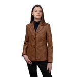 Whet Blu NYC Jill women's lambskin leather blazer in a classic tailored design