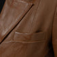 Whet Blu NYC Jill women's lambskin leather blazer, model wearing black leather jacket