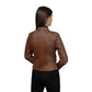 Whet Blu NYC Claire women's whiskey lambskin asymmetrical leather jacket front view