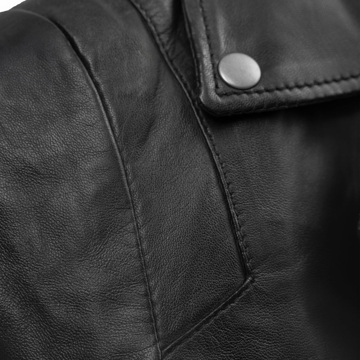 Whet Blu NYC Serena women's black asymmetrical leather jacket close-up