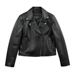 Whet Blu NYC Serena women's black asymmetrical leather jacket front view
