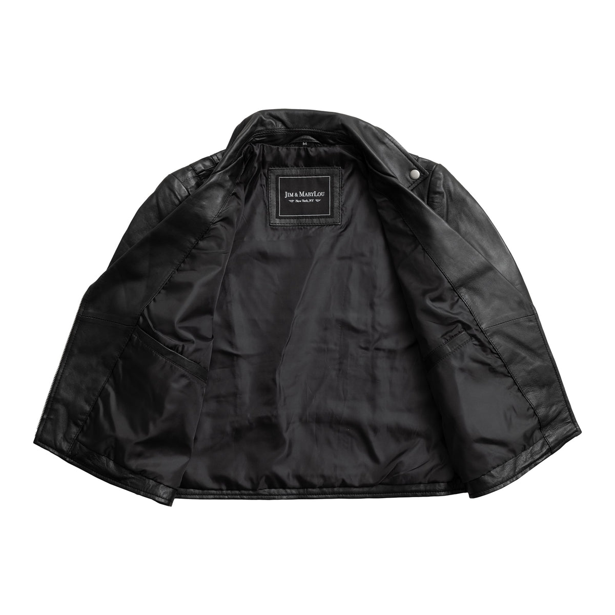 Whet Blu NYC Serena women's black asymmetrical leather jacket, open front view