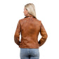 Whet Blu NYC Jolene women's cognac leather jacket back with asymmetrical zipper detailing