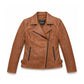 Whet Blu NYC Jolene women's asymmetrical zipper leather jacket in black, shown laid flat