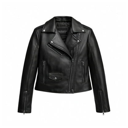 Whet Blu NYC Bethany women's asymmetrical leather jacket, front view