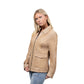 Whet Blu NYC Yolanda women's camel leather jacket, side view with center-zip closure
