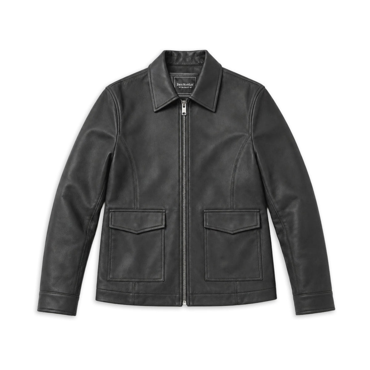 Whet Blu NYC Yolanda women's black center-zip leather jacket with long sleeves and zippered front