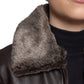 Sadie Women's Brown Leather Jacket with Faux Fur Collar