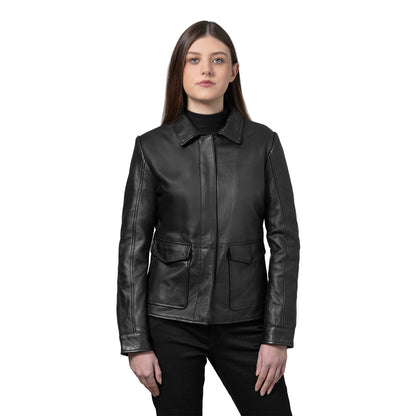 Whet Blu NYC Darlene women's black genuine leather jacket front view