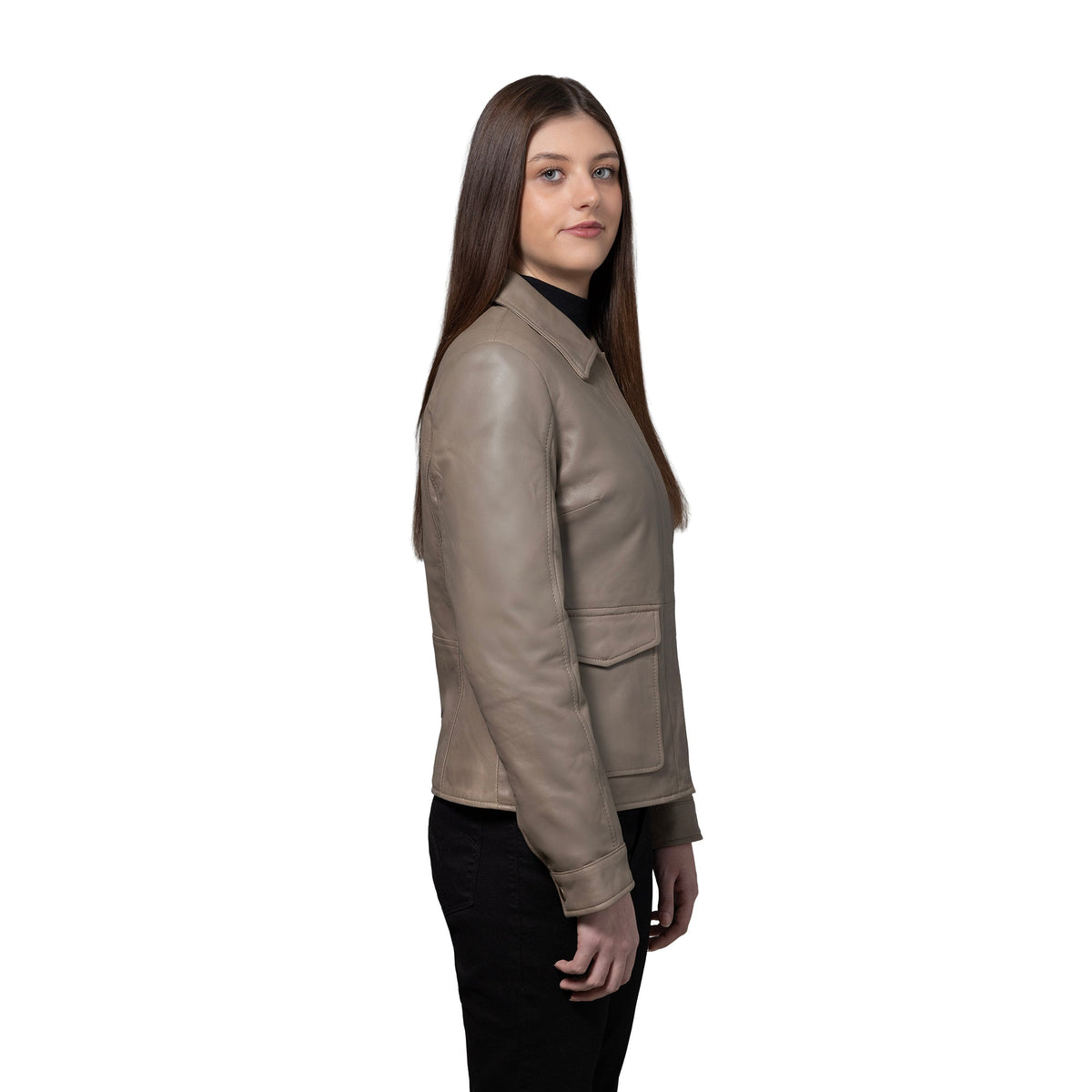 Whet Blu NYC Darlene women's black genuine leather jacket, front view