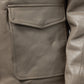 Darlene women's black genuine leather jacket by Whet Blu NYC, front view with husky graphic detailing