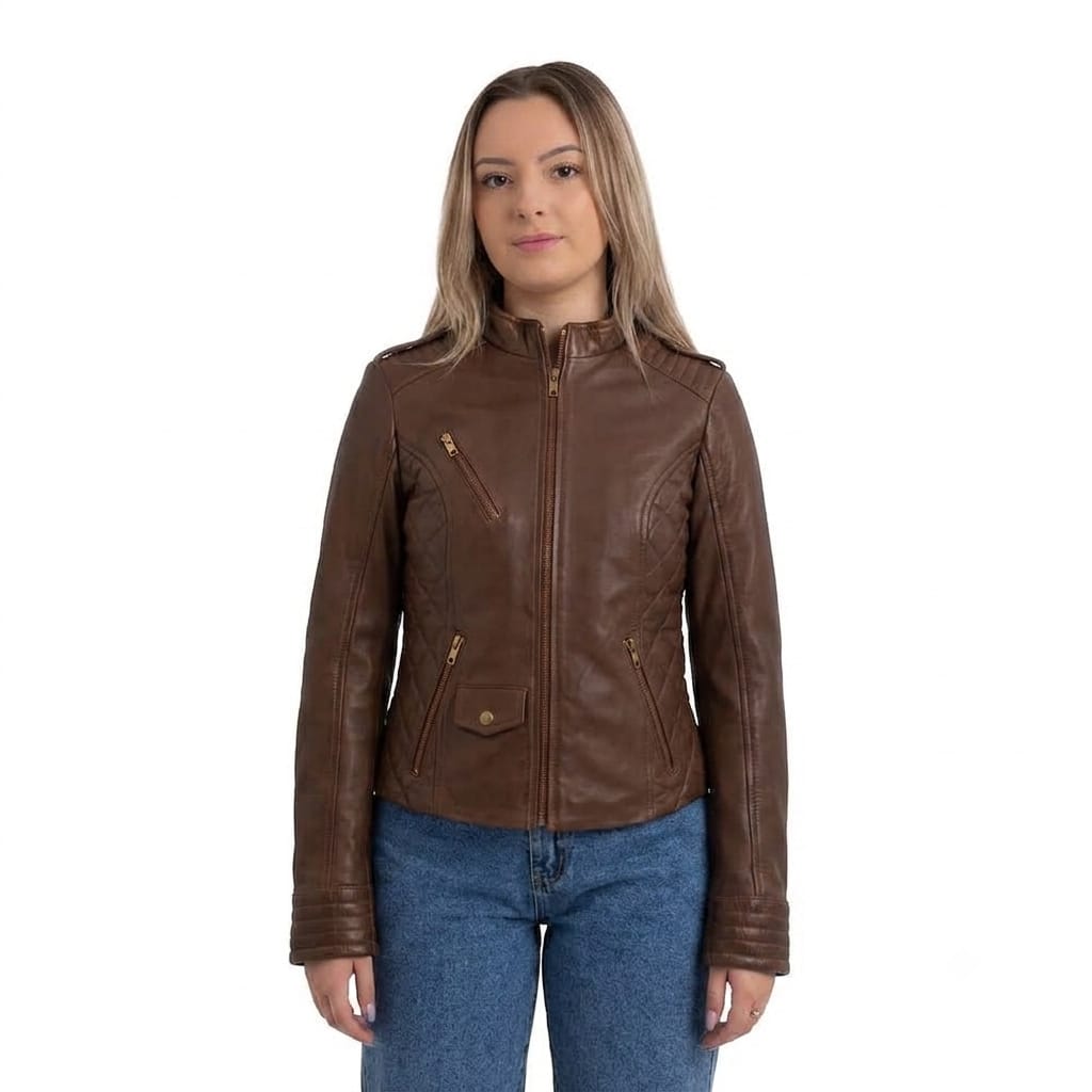 Whet Blu NYC Alessandra women's lambskin moto jacket in black leather with asymmetrical zip front