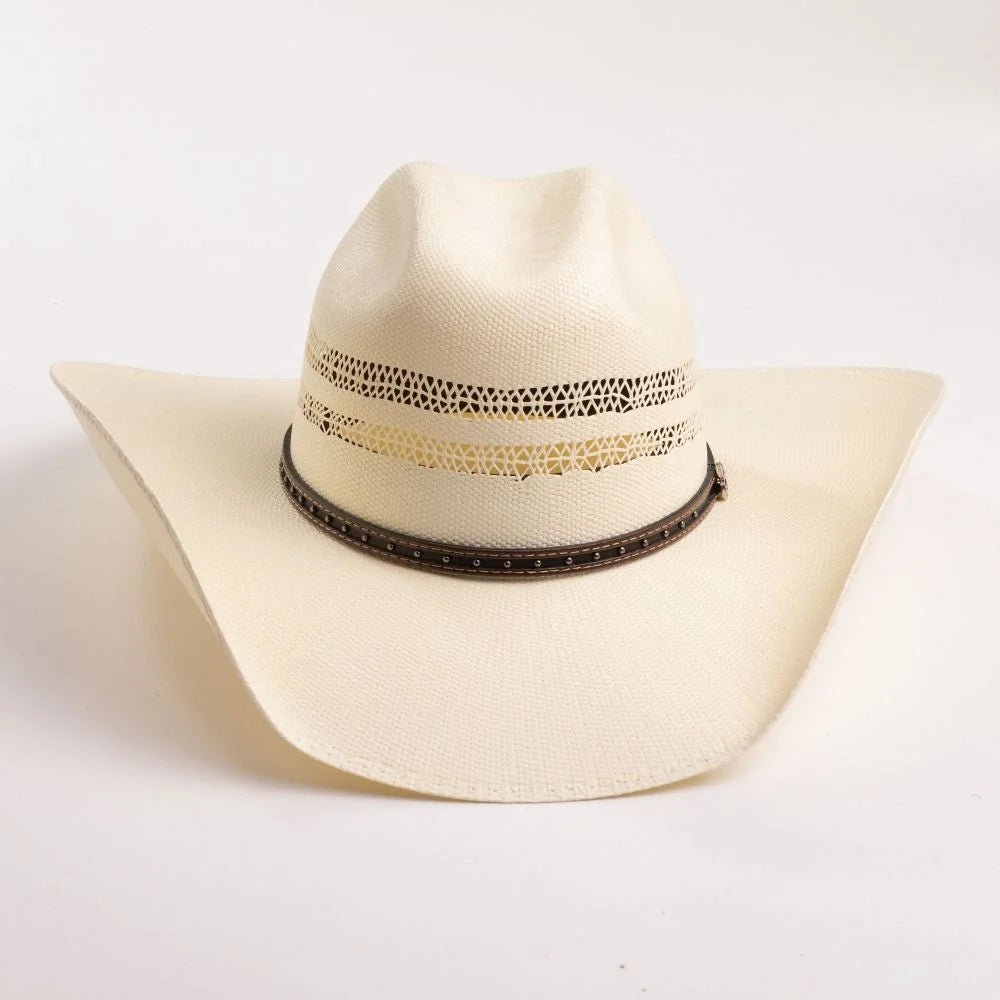 Justin Cove Bangora straw cowboy hat in ivory, front view