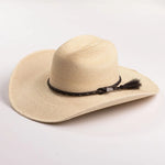 Justin Buckhorn palm straw cowboy hat by HatCountry in brown, three-quarter view