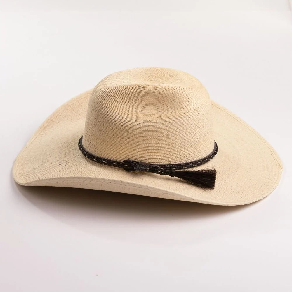 Justin Buckhorn palm straw cowboy hat by HatCountry in brown with a classic Western crown and brim