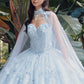 Juliet JT1449J Poofy Strapless Sweetheart Quinceanera Gown Includes Cape