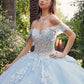Juliet JT1458J Off the Shoulder Draped Sleeve Cathedral Train Quince Dress
