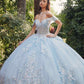 Juliet JT1458J Off the Shoulder Draped Sleeve Cathedral Train Quince Dress